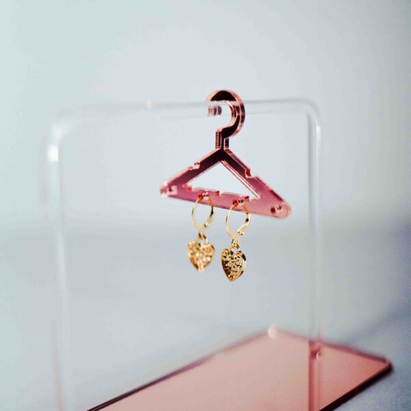 Gold Dangly Heart Earrings