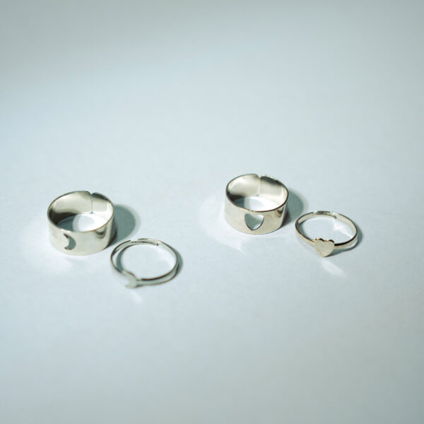 Heart and Moon Couple Ring